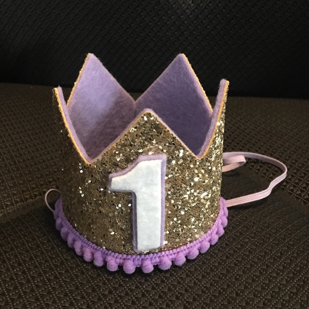 NWOT 1st birthday crown: purple and gold